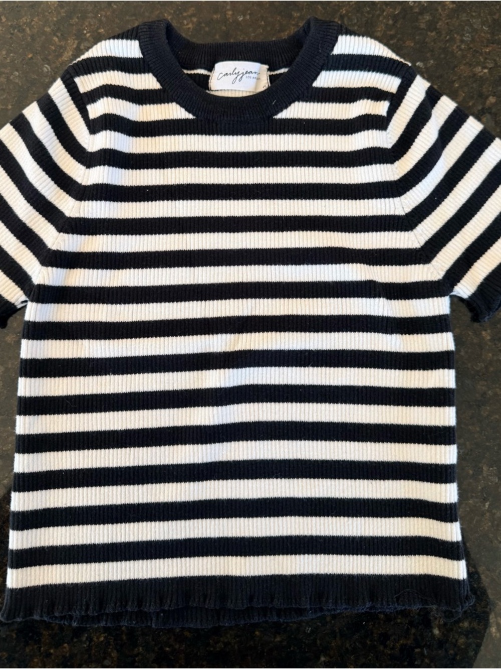 Women’s Striped Short Sleeve Top - Navy & White